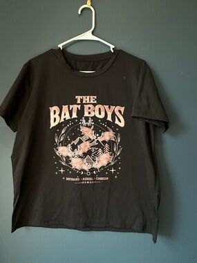 ACOTAR, The Bat Boys Graphic Tee - Black with Pink Prints